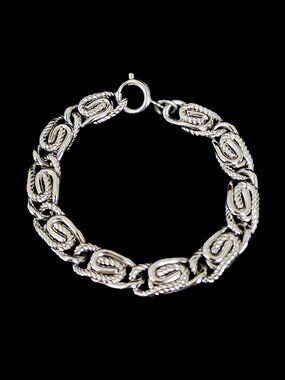 Vintage Germany Textured Byzantine Rope Link Bracelet - 36g Chunky German Silver